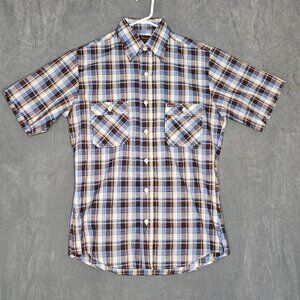 Vintage 90’s Wrangler Shirt Mens Small Button Western Plaid Short Sleeve A2-41